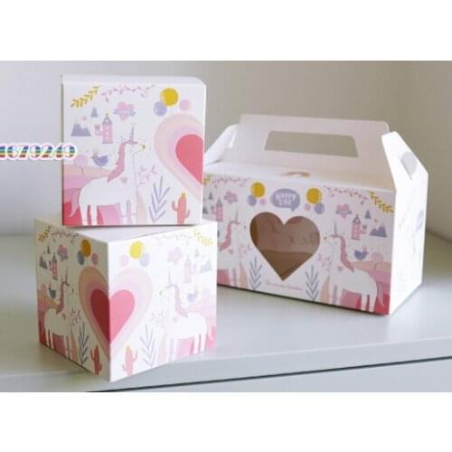 Pink heart-shaped cake Box macarons,Biscuits,candies Pancakes boxes pastry packaging boxes 100 pieces/lot