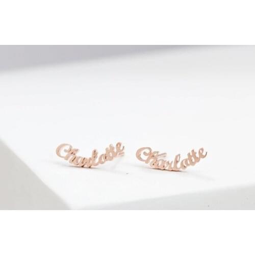 Personalized Custom Name Earrings For Women Customize Initial Cursive Nameplate Stud Earring Gift For Best Friend Girls