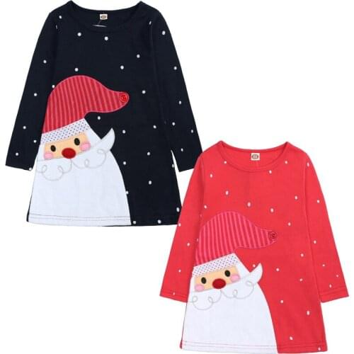 Spring Autumn Kids Girl Dress Toddler Baby Long Sleeve Dresses Christmas Children Clothing Girls Cotton Princess Dress Kid Tops