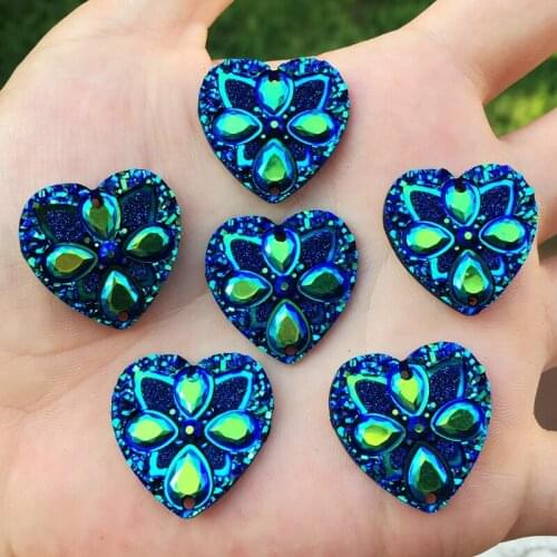 60pcs/lot 25mm Heart AB Reisn Rhinestone Water drop Flower design Art Crystal Rhinestones for DIY -T071*5