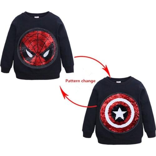 Boys Sweatshirts for Kids Magic Sequin Reversible Girls Boys Long Sleeve Top 2019 Childrens Sweatshirt