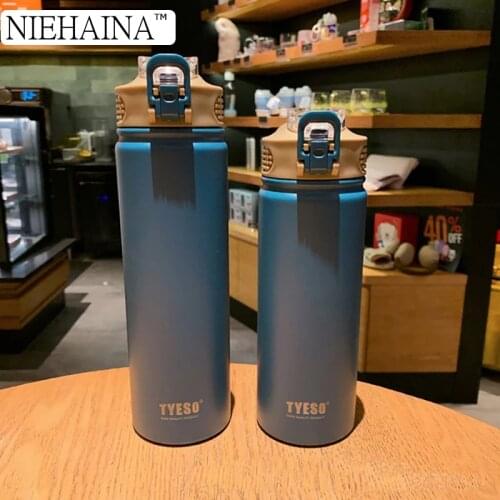 530/750Ml Thermos Mug With Straw Stainless Steel Lid Thermal Insulation Straight Cup Thermal Water Bottle Tumbler Thermocup