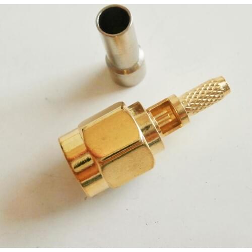 1X Pcs High-quality RF Connector Socket SMA Male Window Jack Crimp for RG316 RG174 RG179 LMR100 Cable Plug Gold Plated Coaxial
