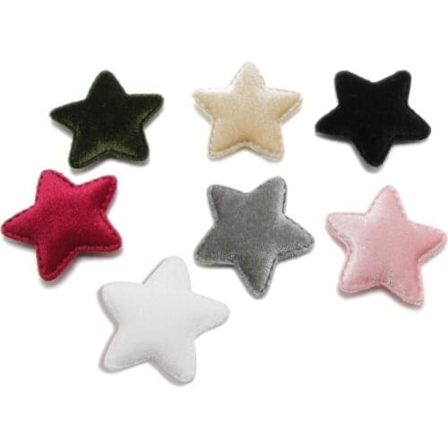 10-80Pcs Flannelette Stars Padded Patches Appliqued DIY Craft Supplies Kids Hair Pin Accessories Material Embossing Ornaments