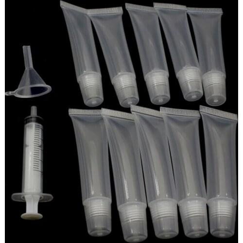 100pcs New 15ml Lip Balm Soft Hose Makeup Squeeze Sub-bottling Clear Plastic Lip Gloss Container Empty Lip Gloss Tubes