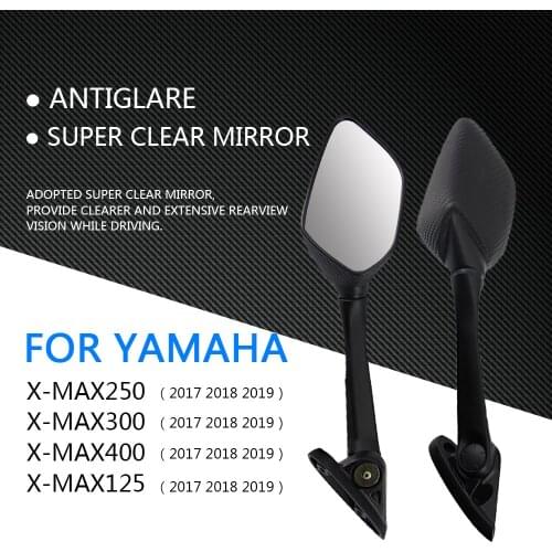 2 Pcs Motorcycle Side Mirror Black Plastic Rearview Mirror for Yamaha XMAX 300 400 125 250 2017-2019 Motorcycle Accessories