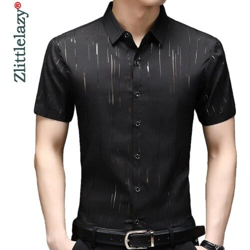 2021 brand striped mens shirts for men clothing fashion summer short sleeve shirt vintage luxury dress casual clothes jersey 535