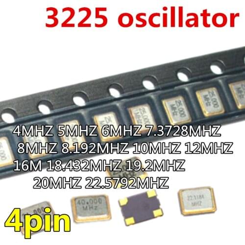 5pcs 3225 QSC oscillator 3.2*2.5MM 4PIN 4MHZ 5MHZ 6MHZ 6.144MHZ 7.3728MHZ 8MHZ 8.192MHZ 10MHZ 11.0592M 12MHZ 16M 18.432MHZ OSC