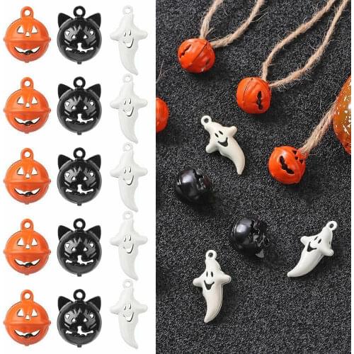 5pcs/lot Cat Ghost DIY Halloween Bell Pumpkin Head Bells Tree Decorations Hanging Decor Halloween Party Home Suppliers
