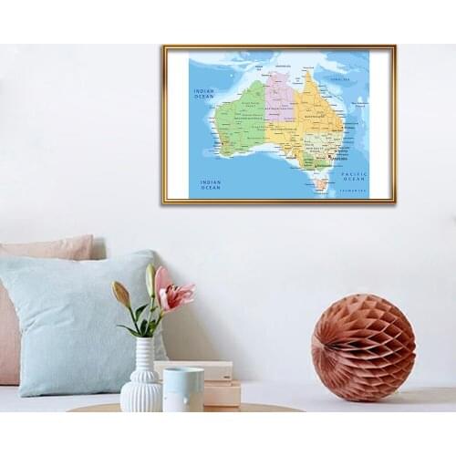 59*42 cm Political Map of The Australia Decorative Wall Art Poster Canvas Painting School Supplies Classroom Home Decoration