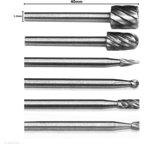 6pcs Mini Round HSS Rotary Burr Set Rasp Bits for Carving File