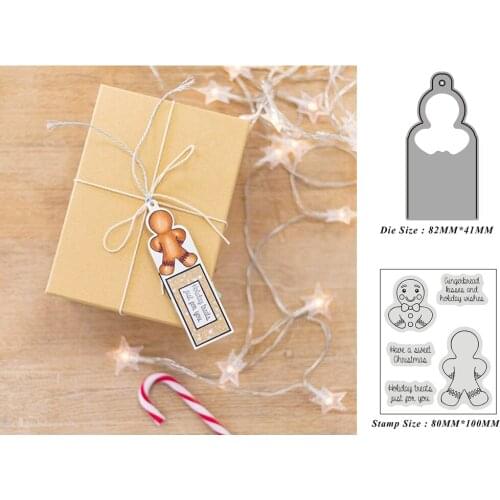 Gingerbread Man Tags Metal Cutting Dies for 2021 New Scrapbooking Frame Edge No Stamps Crafts Cutter Hollow Cardmaking Stencil
