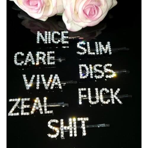 Blingbling Letters Hairpin Metal Hair Clip Pin Barette Word Hair Pins for Women Hair Accessory Unique Hairgrip Jewelry WHOLESALE