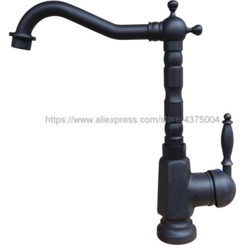 Oil Rubbed Bronze Deck Mount Bathroom Kitchen Vanity Sink Faucet Single Handle Kitchen Hot Cold Water Taps Nnf340
