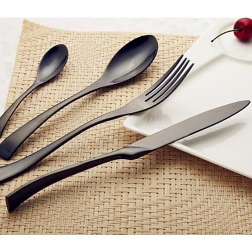Black Western Cutlery Set Mirror Eco Friendly Stainless Steel Dinner Set Dining Table Kitchen Couvert Dinnerware Sets EK50DS