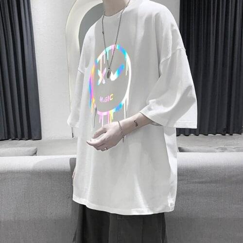 Teen Boys Summer T Shirt Young Men Half Sleeve Top Tees Reflective Fashion Kids Clothing