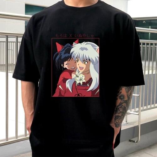 Hot Sale Anime Inuyasha T Shirt Funny Cartoon Yashahime Loose T-shirt Men Tee Shirt