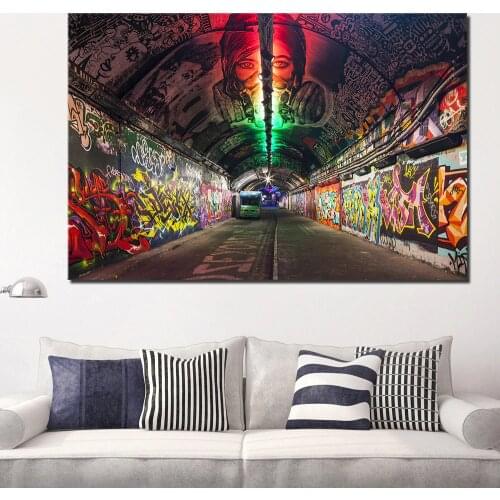 Londons famous graffiti tunnel is a local rebuilt star canvas painting print poster wall art decor