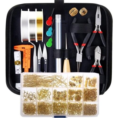 Creative 1017Pcs Jewelry Making Tools Kit Zipper Leather Bag DIY Repairing Material Home Findings DIY Beads Pliers Tools Sets