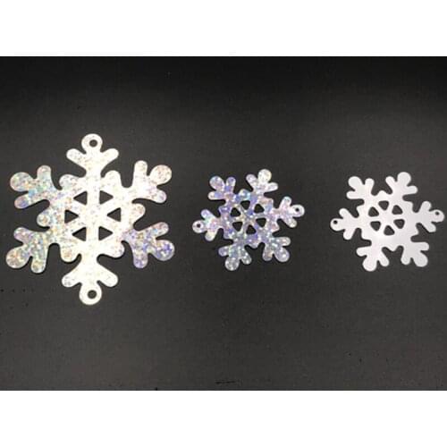 50pcs 65MM And 40MM Laser Silver And White Snow Sequins Sewing Scrapbook Handmade DIY Crafts Christmas Decorations