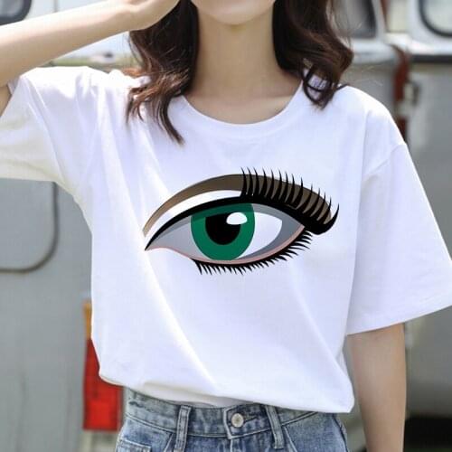 Summer New Style Fashion Harajuku Style Women Tee Shirts Face Sexy Eyebrows Lip Printed t shirt Female Clothes Summer Fashion