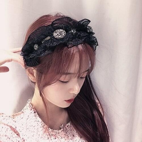 Fashion Pearls Crystal Hair Hoop Headband Hairband for Women Girls Rhinestone Ribbon Hair Band Hair Accessories