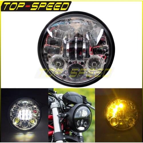 Motorcycle 5.75" Headlight High Beam 70W/ Low Beam 40W 10V-32V For Harley Dyna Sportster Chopper Bobber Turn Signals Light