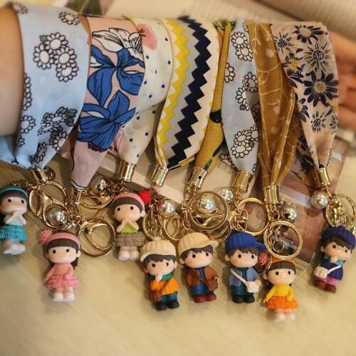 Cartoon Keychain Creative Scarves Lanyard Car Keychain Cute Boy Girl Bag Pendant Decoration Keychain Accessories Trinkets Gift