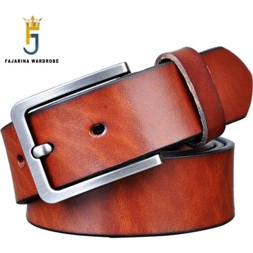 FAJARINA Top Quality Genuine Leather Belts Retro Mens Casual Style Cow Skin Pin Belt for Men Strap Male 38mm Wide N17FJ273
