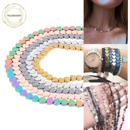 Natural Stone Love Heart Shape Black White Hematite Spacer Beads For Jewelry Making Loose Beads Diy Necklace Bracelet Charms 15"