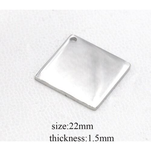 Stainless Steel Connectore Tag High Mirror Polish 22mm Blank Square Pendant for Necklace/bracelet Wholesale 10pcs