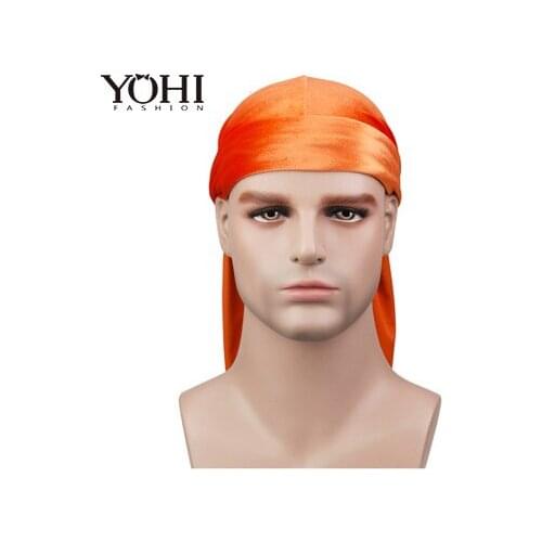 New Luxury Mens Velvet Durags Bandana Turban Hat Wigs Doo Durag Biker Headwear Headband Pirate Hat Hair Accessories 18 colors