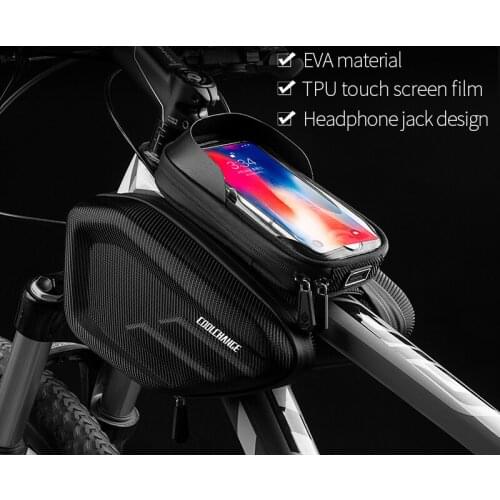 New Store Waterproof Bike Bag Frame Front Head Top Tube Cycling Bag Double IPouch 6.2 Inch Touch Screen Bicycle Bag Accessories