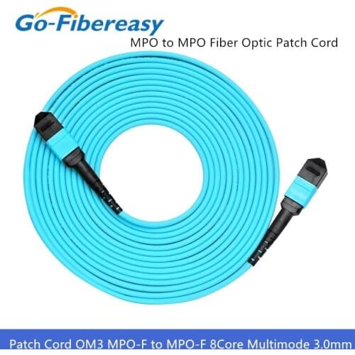 MPO Optical Patch Cord OM3 MPO/F to MPO/F Fiber Optical Patch Cord Multimode 3M 40G QSFP+ 8Core MPO Optic Patch Cord Type A/B/ C