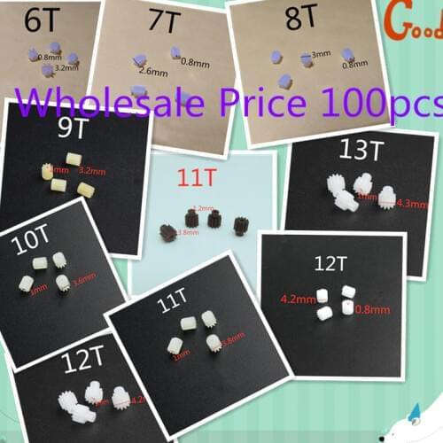 Wholesale 100pcs 6T 7T 8T 9T 10T 11T 12T 13T 0.8mm 1.0mm 1.2mm Hole For R/C Helicopter Quadcopter Drone Airplane Spare Parts
