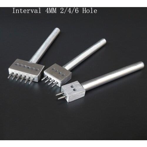 3 Pieces/Set Of 2/4/6 Holes 4mm Spacing Punch Tool For Leather Stitching Diy Handmade Practical Tool