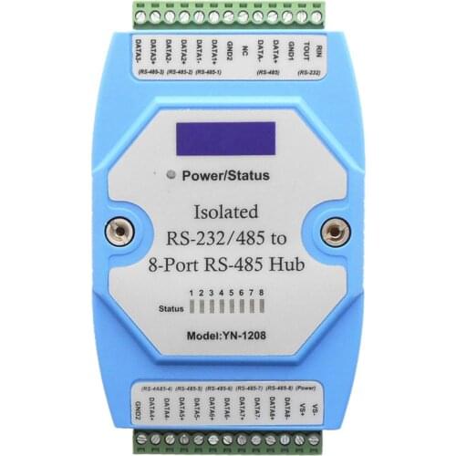 Isolated RS485/RS232 to 4 Ports RS-485 Serial Port Distributor HUB