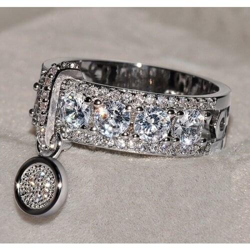 Luxury White Zircon Engagement Ring Vintage Rose Gold Wedding Ring Suitable for Womens Fashion Jewelry Girls Birthday Gift