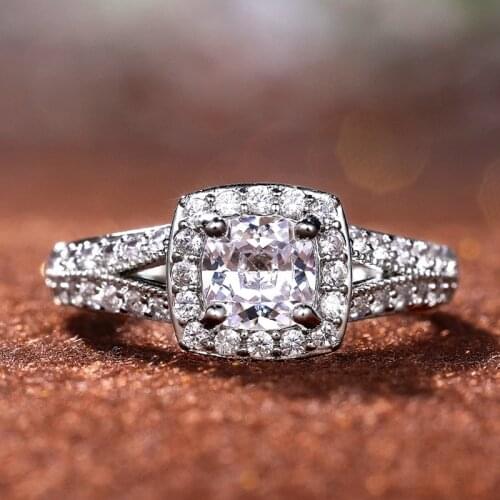 Luxury Wedding Engagement Rings for Women Brilliant Princess Cut Zircon Elegant Female Party Accessories Marriage Jewelry