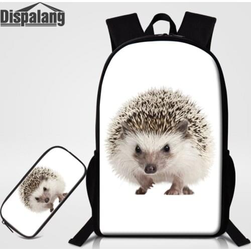 Dispalang 3D Printing Hedgehog Backpack To School 2 PCS Set Backpacks With Pencil Bag Children Daily Bagpack Boys Girls Bookbags