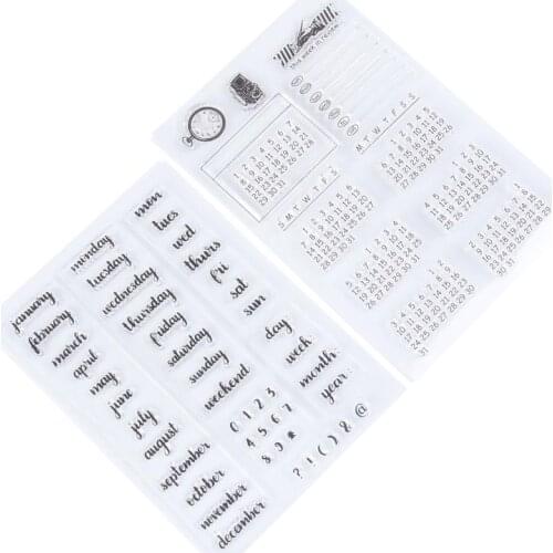 2Pcs Clear Stamp Reusable Transparent Scrapbooking Seals Calendar Stamp For DIY Transparent Seal Hand Account Calendar Cut Seal