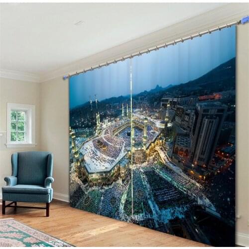Mosque Mordern 3D Blackout Window Curtains For Living room Bedding room Hotel/Office Curtain Drapes Cortinas para sala