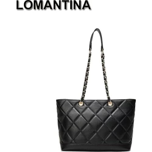 LOMANTINA Women Fashion Luxury Genuine Leather Shoulder Bag Classic Designer Crossbody Bag Large Brand Purse Chain Purse Tote