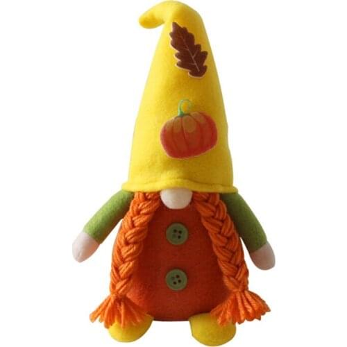 T84E Autumn Fall Gnome Maple Leaf Pumpkin Swedish Nisse Tomte Elf Dwarf Thanksgiving Day Gift