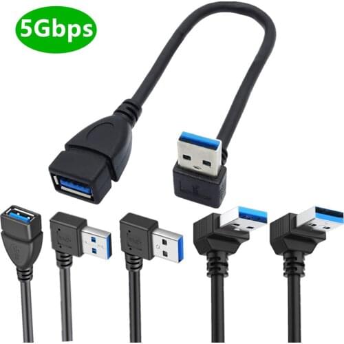 USB 3.0 Angle Male to Female Extension Cable Convertor Adapter Extender Cord Left and Right Up and Down 90° Angle