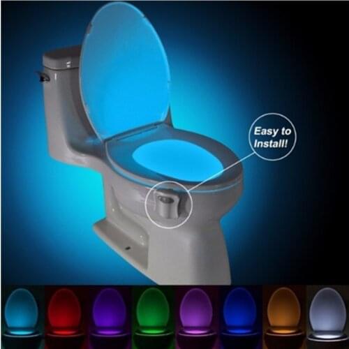 2m Smart PIR Motion Sensor LED Toilet Seat Night Light WC Lights 8 Colors Changeable AAA Battery Powered Bathroom Luminaria Lamp