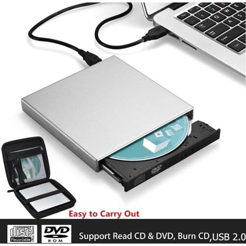 USB 2.0 Slim Writer/Burner/Rewriter/CD ROM External DVD Drive for PC Laptop CD/VCD/DVD Drive for Windows XP/2003/Vita/7/8/10
