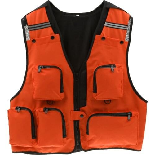 Multi-Pocket Fishing Vest Photography Waistcoat Hunting Jacket - Orange XL