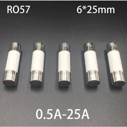 0.5A 1A 2A 3A 4A 5A 6A RO57 250V 6*25 6x25mm BS1362 Multimeter Fast Quick Blow Cylindrical Cap Tube Cartridge Ceramics Fuse Link