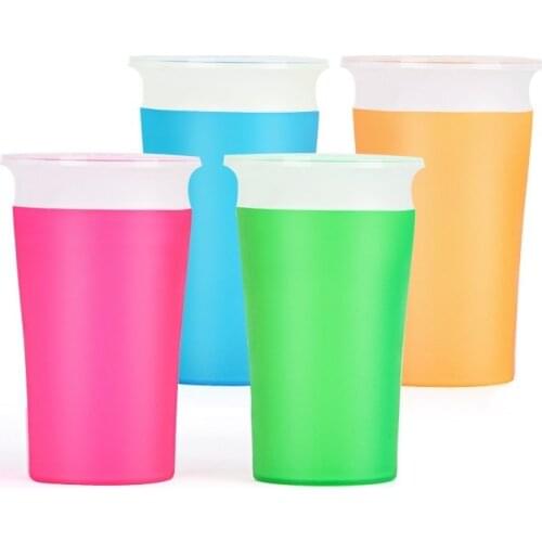 1PC 360 Baby Cups Can Be Rotated Magic Cup Baby Learning Drinking Cup LeakProof Child Water Cup Bottle 260ML Copos